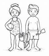 Coloring Body Parts Pages Kids Human Child Suit Girl Outline Bathing Swimsuit Drawing Anime Bikini Preschool Boy Swimming Female Clipart sketch template