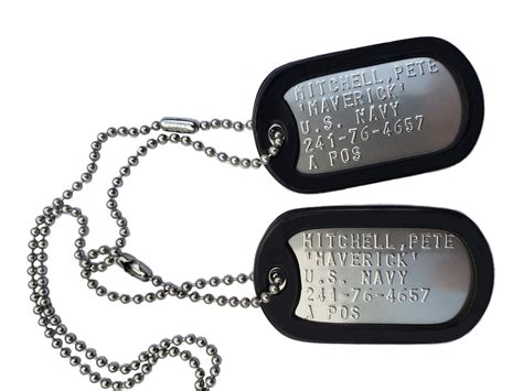 graphotype top gun pete mitchell maverick stainless steel dog tag set
