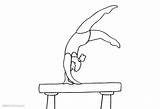 Balance Beam Handstand Gymnastics Girl Coloring Pages Kids Printable sketch template