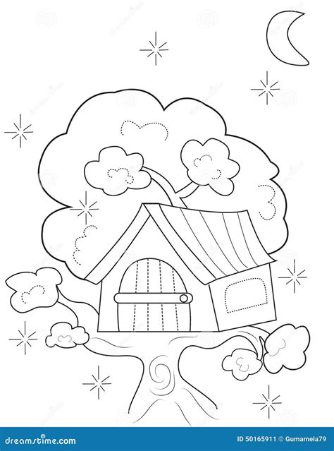 tree house coloring page stock illustration illustration  beauty