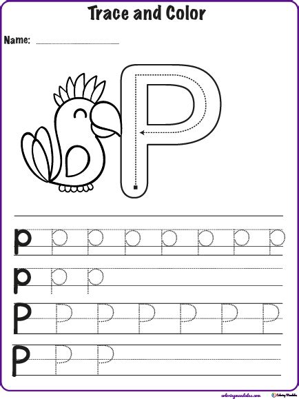 alphabet letter p worksheets  kids
