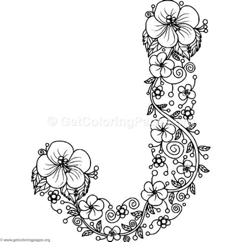 floral alphabet letter  coloring page coloring