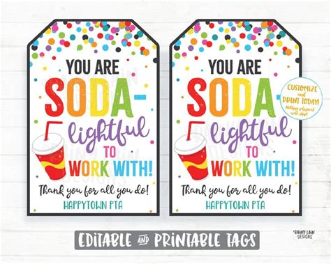 sodalightful  work  tag soda gift tag soda pop employee
