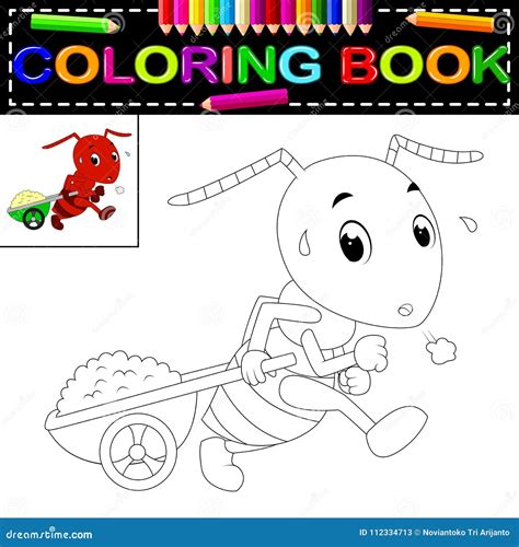 libro da colorare della formica illustrazione vettoriale illustrazione  naughty divertire