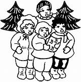 Christmas Carolers Coloring Caroling Pages sketch template
