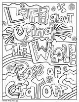 Doodle Colouring Doodles Crayons Affirmation sketch template