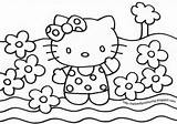 Hello Coloring Kitty Pages Beach Printable Getcolorings sketch template