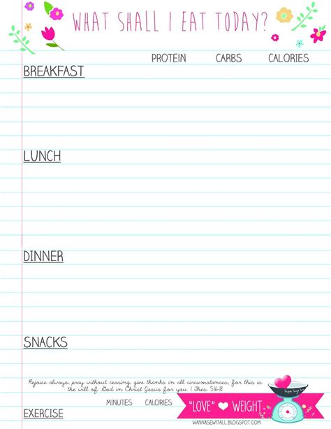 printable food exercise journal fitness planner food journal