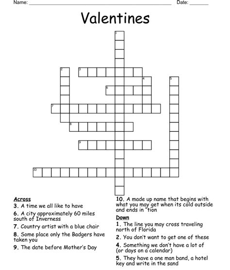 valentines crossword wordmint
