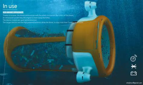 marine drone concept collects plastic waste  clean  ocean tuvie design