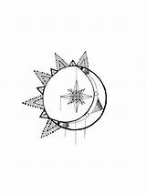 Sun Moon Tattoo Tattoos Stars Star Geometric Astronomy Arrow Designs Info Feather Choose Board sketch template