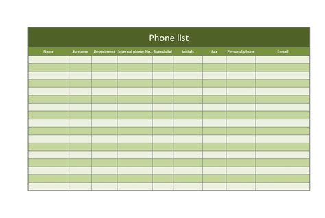 phone email contact list templates word excel template lab