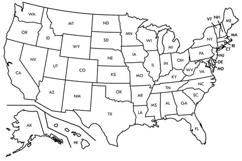 map  united states  states labeled  printable  map