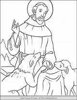 Francis Assisi Thecatholickid Coloringhome Patron Cnt Lamb sketch template