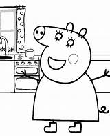 Pig Coloring Peppa Mummy Pages Topcoloringpages Print Colouring Kitchen sketch template