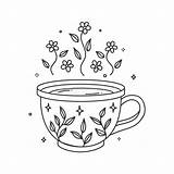Cups Hygge Cozy Elements sketch template