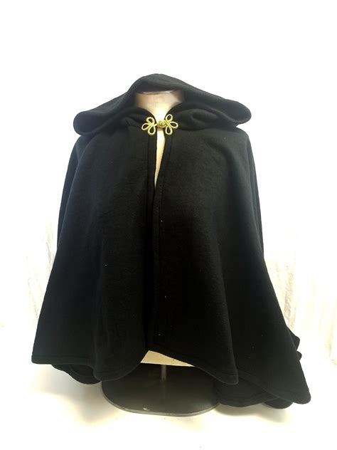 short fleece cloak black full circle cloak cape  hood etsy   cloak short cloak