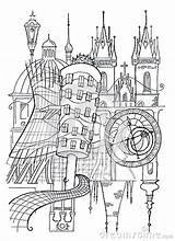Prague Coloring Designlooter Illustrations Stock Dancing Vectors Clipart Center House 74kb 450px sketch template
