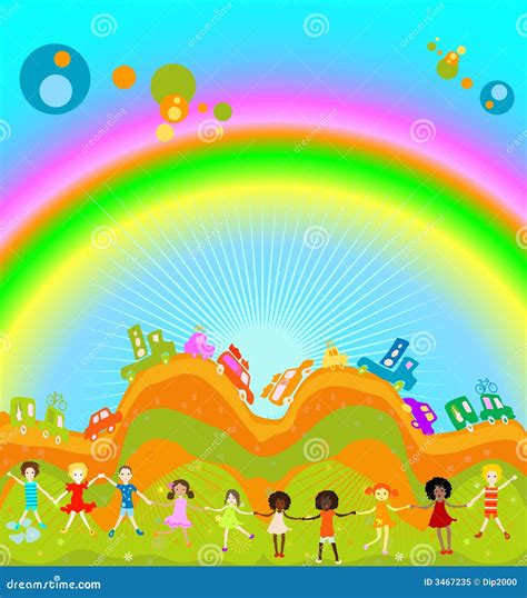 kids  rainbow royalty  stock photo image
