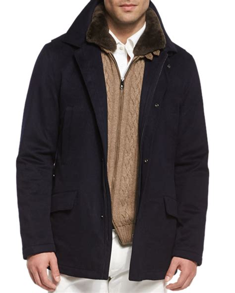 loro piana cashmere storm system jacket  blue  men save  lyst