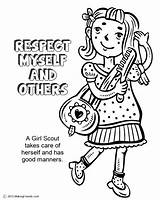 Coloring Respect Girl Others Myself Scout Daisy Scouts Pages Law Sheets Petal Brownie Sheet Book Self Makingfriends Colouring Kids Color sketch template