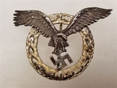 Wwii Ww2 German Nazi Luftwaffe Pilots Badge Round Wreath Version Rare