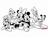 Mickey Mouse Friends Coloring Pages Minnie Donald Disney Hugging Daisy Pluto Duck Printable Funstuff Disneyclips Book sketch template
