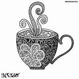 Coffee Coloring Africana Pages Cup Colouring Adult Tea Desenho Zendoodle Drawings sketch template