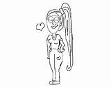 Girl Coloring Pigtail Coloringcrew Pages sketch template