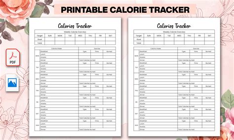 printable calorie tracker graphic  mehedi hasan creative fabrica
