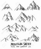 Mountain Doodle Line Sketch Drawing Nature Vector Illustration Set Visit Montain Tattoo sketch template