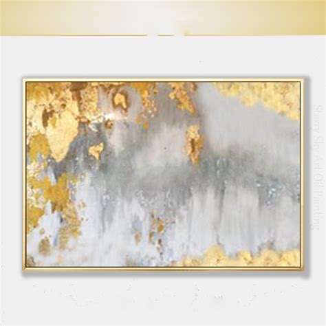 Artist Pure Hand Painted High Abstract Golden Oil Painting