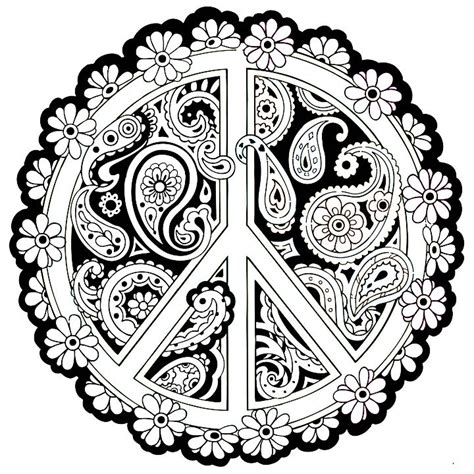 peace sign mandala pages coloring pages