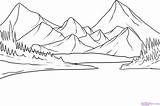 Coloring Landscape Pages Mountains Mountain Getdrawings sketch template