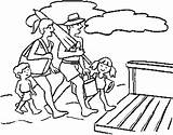 Beach Coloring Pages Family Printable Fun Boardwalk Keluarga Bersama Summer Together Kids Template sketch template