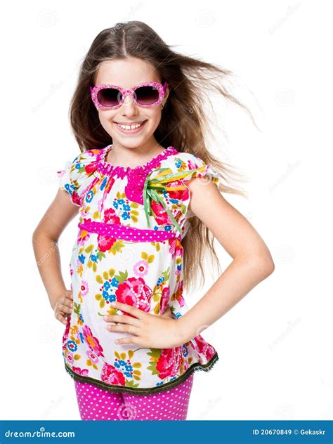Cute Girl With Pink Sunglasses Stock Image Image Of Happiness Small