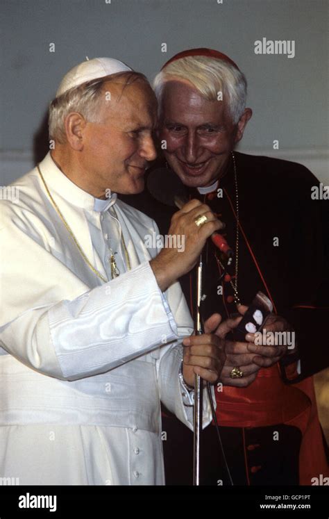 Pope John Paul Ii Left And The Archbishop Of Of Westminster Cardinal