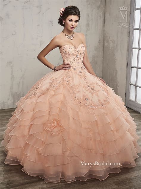 Marys Quinceanera Dresses Style 4q505 In Ivory Peach White Color