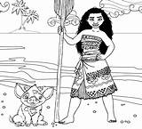 Moana Pig Coloring Disney Pua Princess Pages Beach Print Pages2color sketch template