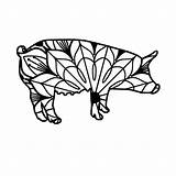 Mandala Pig sketch template