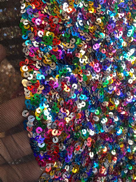ronde pailletten multicolor  manier stretch power mesh fabric etsy