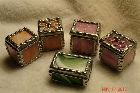 Hand Crafted Stained Glass Mini Ring Boxes In 1 X 1 X 1 By Artistic