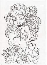 Zombie Pinup Outlines Outline sketch template