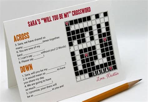 crossword puzzle to ask your girlfriend to be your bridesmaids check