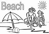 Beach Pages Clipart Coloring Library Kids Beaches sketch template