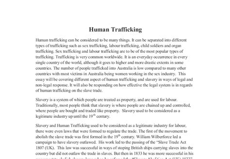 Human Trafficking In Australia This Essay Will Be