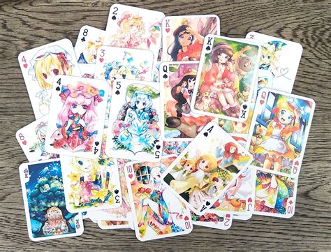 anime playing cards poker deck  cards   kawaii etsy