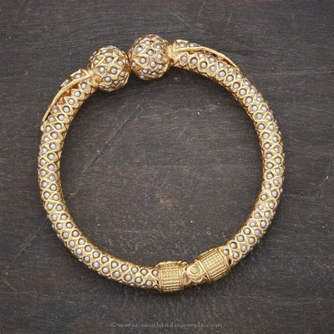 carat gold plated pearl kada bangle south india jewels