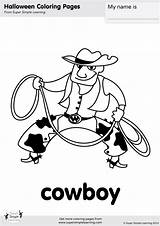 Cowboy Coloring Simple Super sketch template