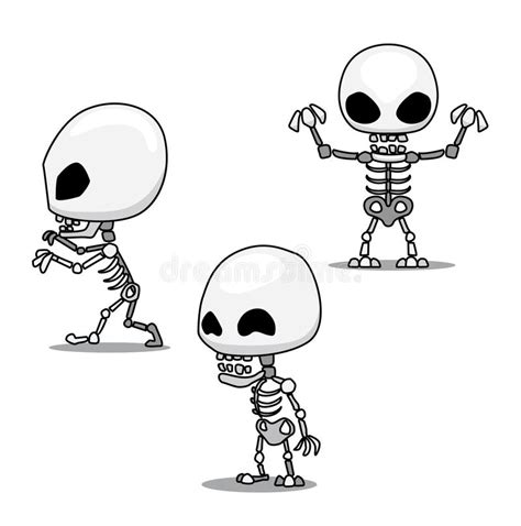halloween character set cute skeleton cartoon vector